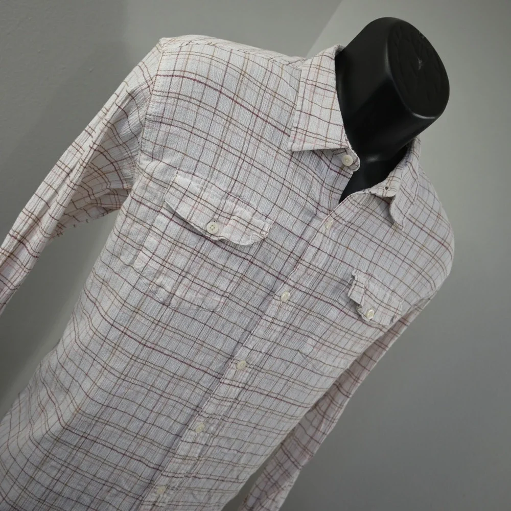 Patagonia Button Up Mens Large Regular Plaid Organic Cotton Seersucker
